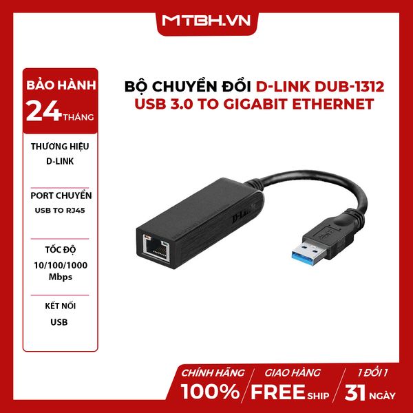 BỘ CHUYỂN ĐỔI D-LINK DUB-1312 - USB 3.0 TO GIGABIT ETHERNET