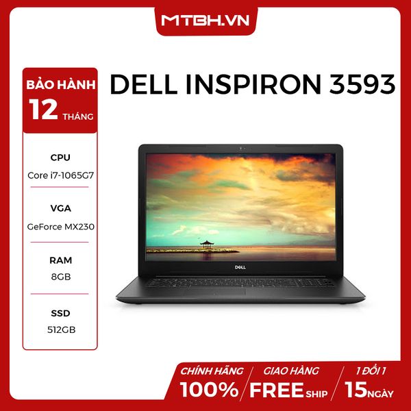 LAPTOP DELL INSPIRON 15 3593 70211826 i7-1065G7 | 8GB RAM | 512GB SSD | GeForce MX230 | Win10 FPT