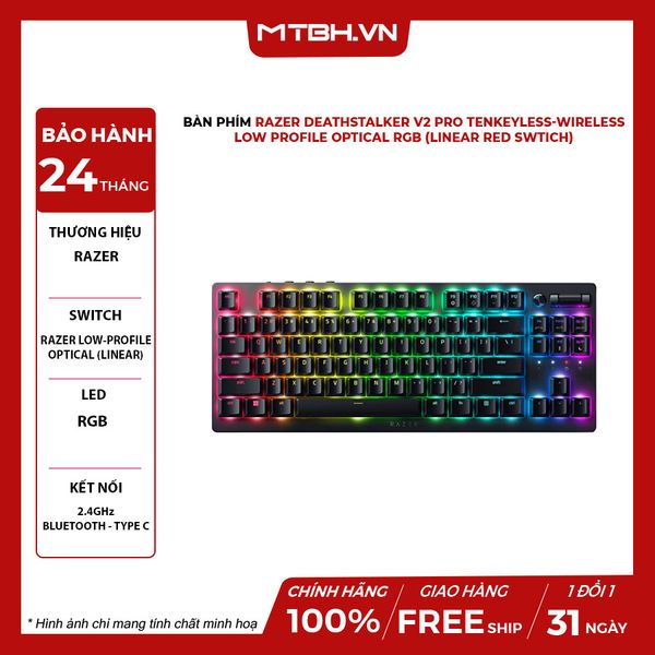 Bàn Phím Razer DeathStalker V2 Pro Tenkeyless Low Profile Optical RGB Linear Red Switch)