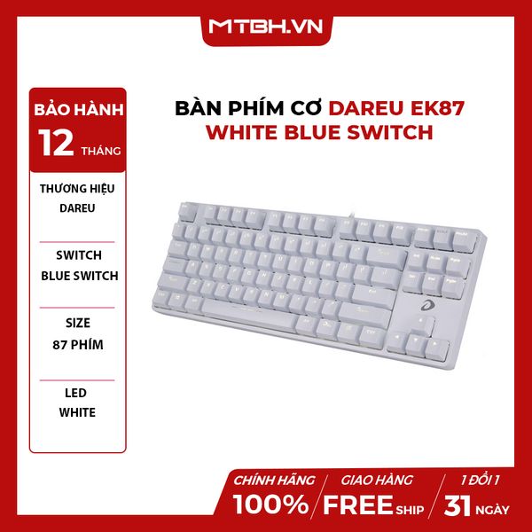 BÀN PHÍM CƠ DAREU EK87 WHITE BLUE SWITCH