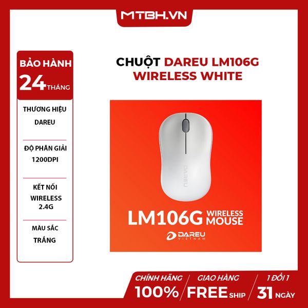 CHUỘT DAREU LM106G WIRELESS WHITE