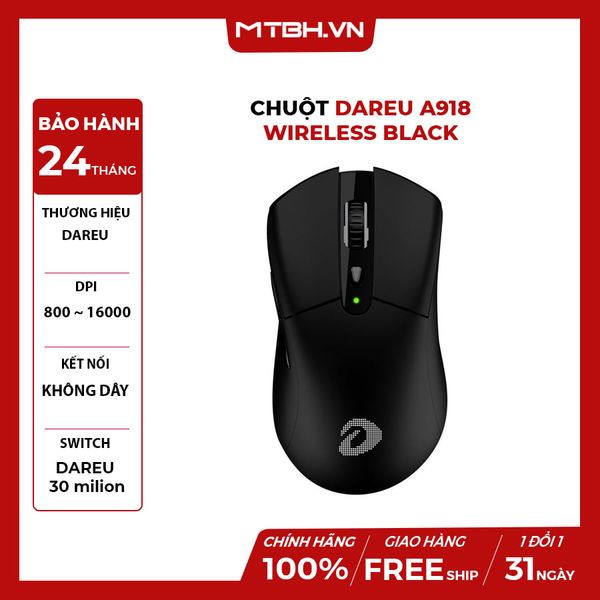 CHUỘT DAREU A918 WIRELESS BLACK