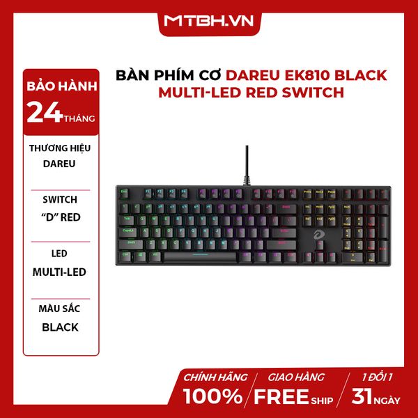 BÀN PHÍM CƠ DAREU EK810 BLACK Multi-Led RED SWITCH