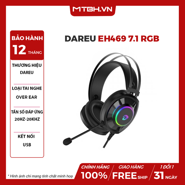 Tai Nghe Gaming DareU EH469 7.1 RGB - Black