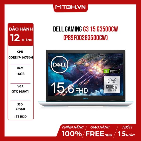 LAPTOP DELL GAMING G3 15 G3500CW (P89F002G3500CW) CORE i7-10750H | GEFORCE GTX 1650TI | 16GB RAM | 1TB HDD + 256GB SSD | 15.6 