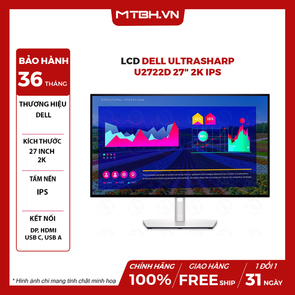 MÀN HÌNH LCD DELL ULTRASHARP U2722D 27