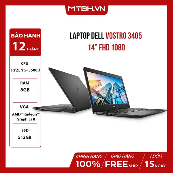 LAPTOP DELL VOSTRO 3405 (V4R53500U003W) RYZEN 5- 3500U | 8GB RAM | 512GB SSD | 14.0
