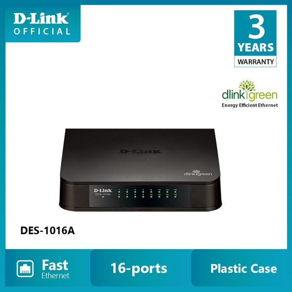 SWITCH D-LINK DES-1016A - TỐC ĐỘ 10/100MBPS - 16 PORT - VỎ NHỰA