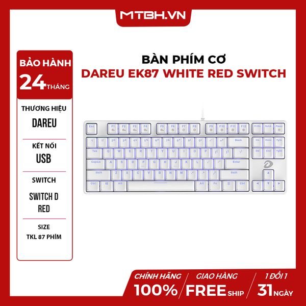 BÀN PHÍM CƠ DAREU EK87 WHITE RED SWITCH