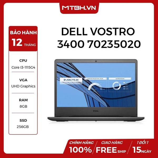 LAPTOP DELL VOSTRO 3400 70235020 CORE I3-1115G4 | 8GB RAM | 256GB SSD | 14