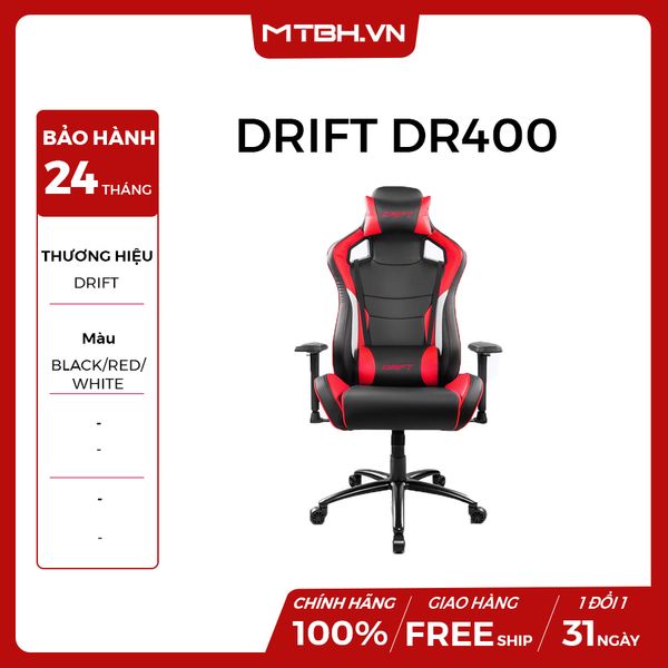 GHẾ GAMING DRIFT DR400 BLACK/RED/WHITE