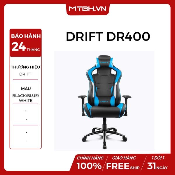 GHẾ GAMING DRIFT DR400 BLACK/BLUE/WHITE