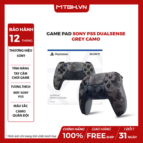 Tay cầm Game Sony PS5 DualSense Grey Camo