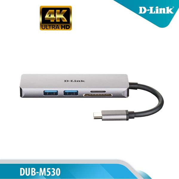 BỘ CHUYỂN ĐỔI 5 IN 1 D-LINK DUB-M530 - TYPE C RA SD/MICROSD CARD READER | USB 3.0 | HDMI