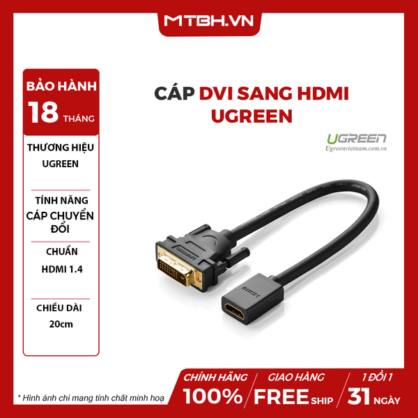 Cáp chuyển đổi DVI 24+1 ra HDMI Ugreen 20118