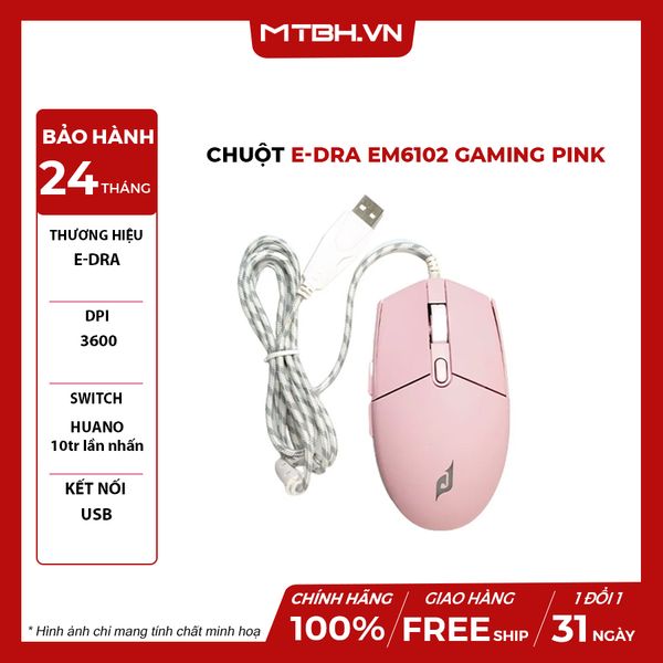 CHUỘT E-DRA EM6102 GAMING PINK