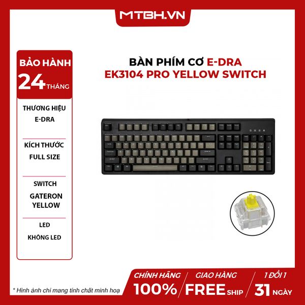 BÀN PHÍM CƠ E-DRA EK3104 PRO YELLOW SWITCH