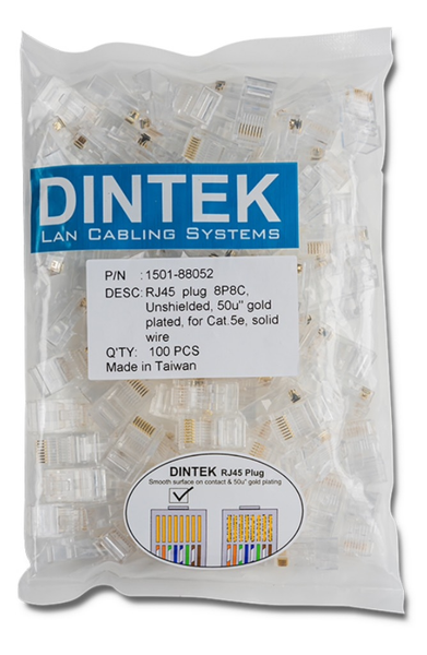 ĐẦU RJ45 DINTEK 6E MẠ VÀNG (BỊCH 100C)