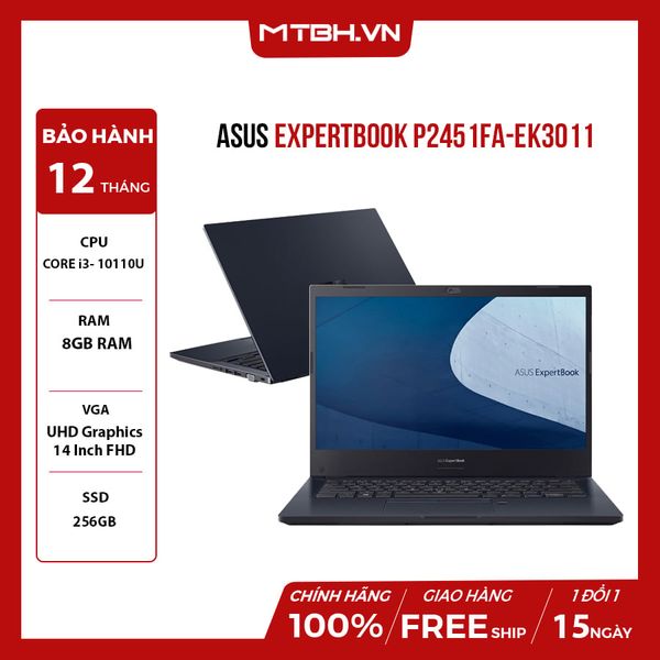 LAPTOP ASUS EXPERTBOOK P2451FA-EK3011 CORE i3- 10110U | 8GB RAM | 256GB SSD | 14