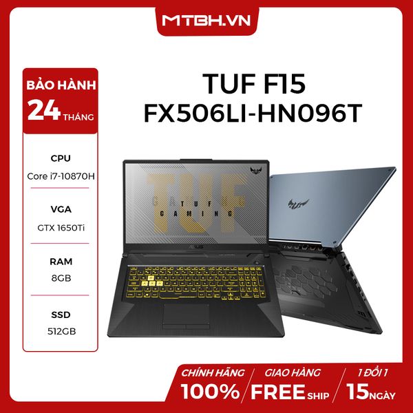 LAPTOP ASUS GAMING TUF F15 FX506LI-HN096T i7-10870H | 8GB RAM | 512GB SSD | VGA GTX 1650Ti | 15.6'' FHD 144Hz | Win 10 VSC