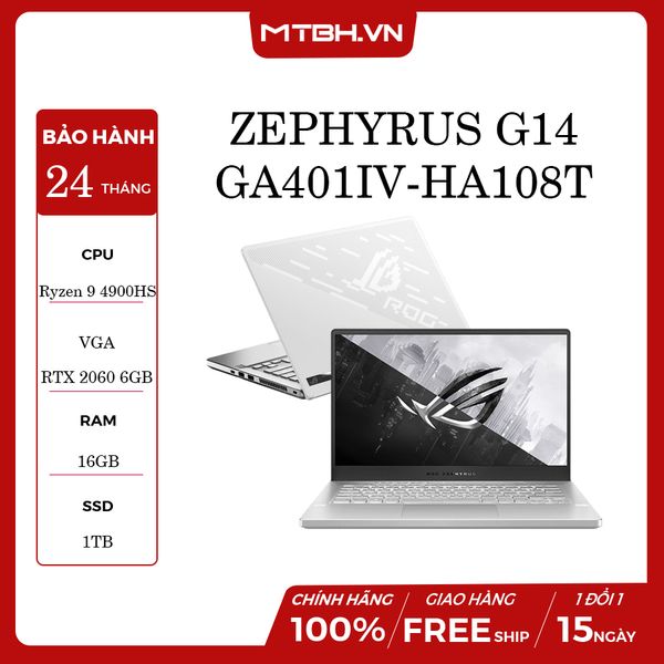 LAPTOP ASUS ROG ZEPHYRUS G14 GA401IV-HA108T RYZEN 9-4900HS | RTX 2060 6GB | 16GB RAM | 1TB SSD | 14