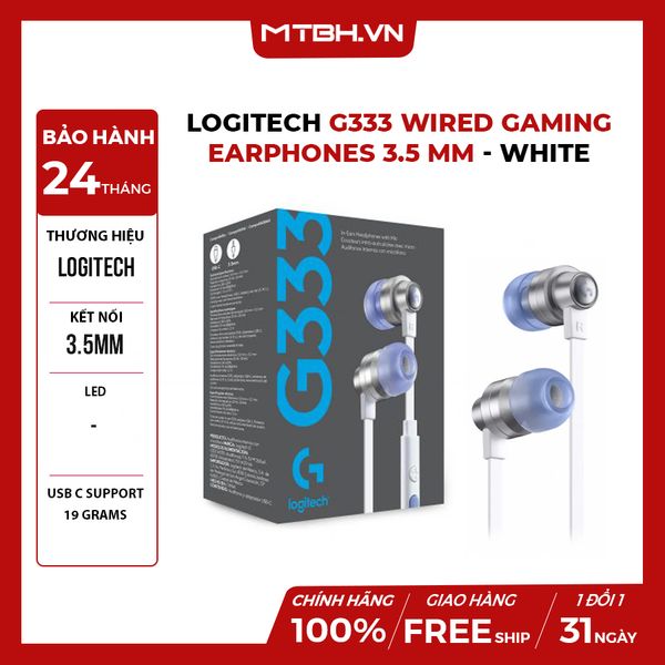 Tai Nghe Logitech G333 Gaming Earphones White