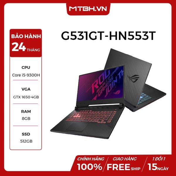 LAPTOP GAMING ASUS ROG STRIX G G531GT-HN553T CORE I5 9300H | GTX 1650 4GB | 8GB RAM | 512GB SSD | 15.6″ 144HZ IPS | MULTICOLOR KEYBOARD WIN 10 SPC