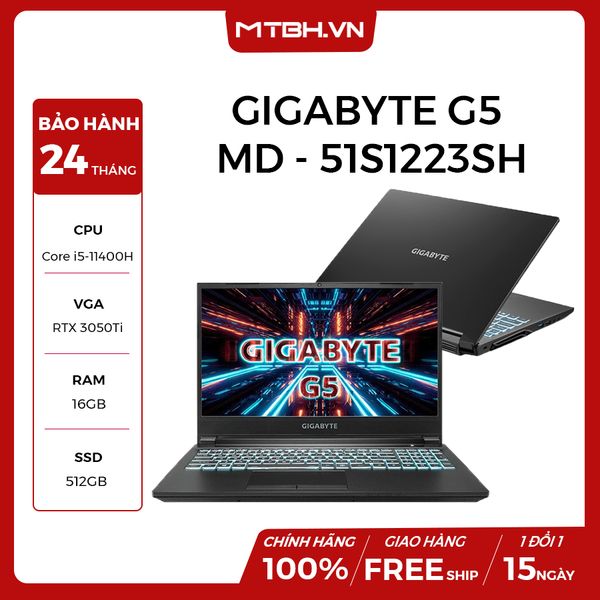 LAPTOP GAMING GIGABYTE G5 MD- 51S1223SH CORE i5-11400H | RTX 3050Ti | 16GB RAM | 512GB SSD | 15.6