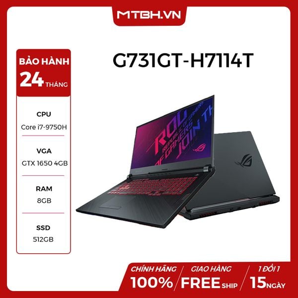 LAPTOP ASUS GAMING ROG STRIX G G731GT-H7114T CORE I7 9750H GEFORCE GTX 1650 4GB 8GB 512GB 17.3″ IPS 120HZ MULTICOLOR KEYBOARD WIN 10 FPT