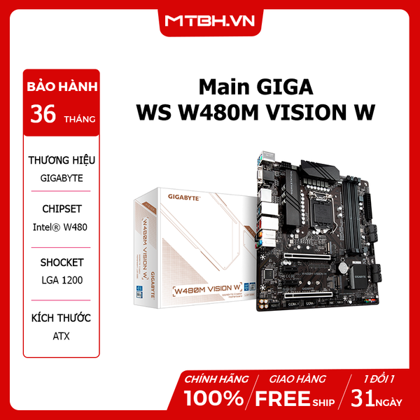 Main Giga WS W480M VISION W (W480, socket 1200, mATX, 4 khe RAM DDR4)