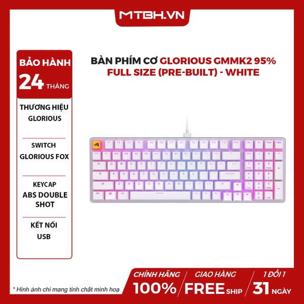 Bàn Phím Cơ Glorious GMMK2 95% Full Size (Pre Built) White (GLO-GMMK2-96-FOX-W)