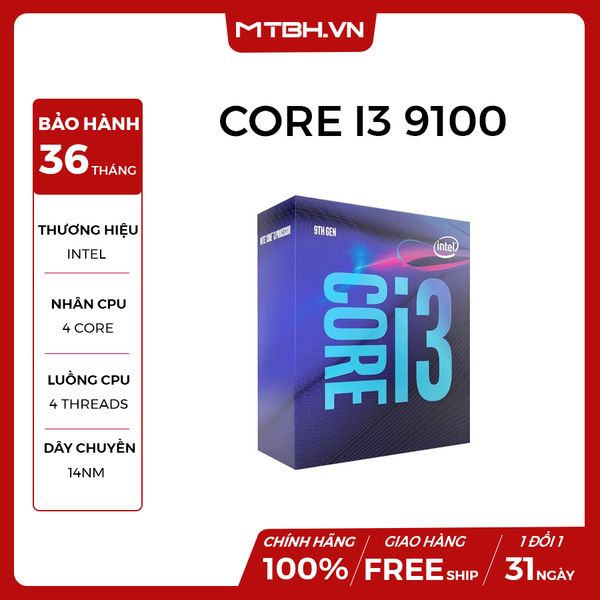 CPU CORE I3 9100 3.7Ghz COFFEE LAKE REFRESH (GEN 9) - BOX CTY