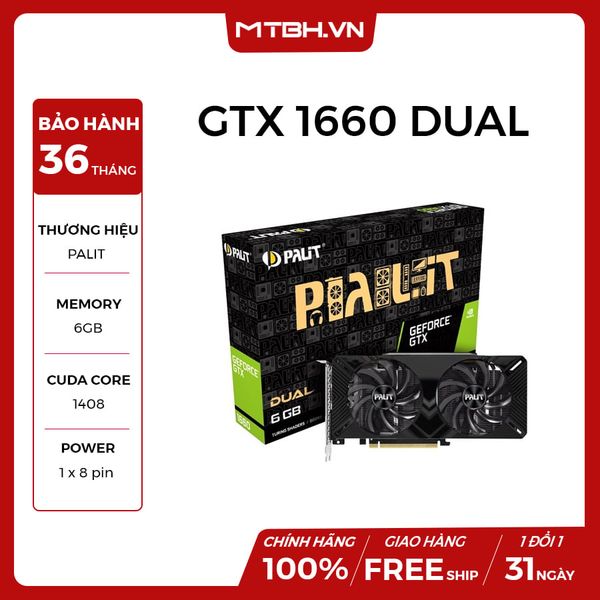 VGA PALIT GTX 1660 6GB DUAL NEW