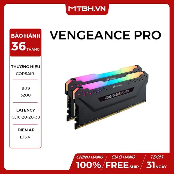 RAM DDR4 32GB CORSAIR VENGEANCE RGB PRO BUSS 3200Mhz (KIT 2*16)