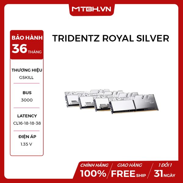 RAM DDR4 16GB GSKILL TRIDENTZ ROYAL SILVER RGB BUSS 3000Mhz (KIT 2*8GB) NEW