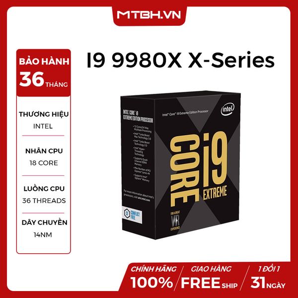 CPU CORE I9 9980X X-Series Processor 3.0 GHz Turbo 4.4 GHz up to 4.5 GHz /24.75 MB /18Cores, 36Threads /socket2066