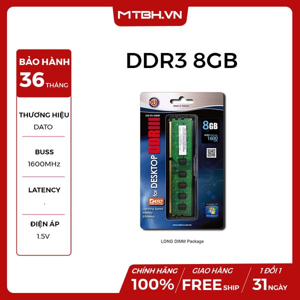 RAM DDR3 8GB DATO 1600Hz NEW BH 36TH