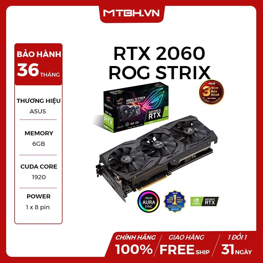 VGA ASUS RTX 2060 6GB ROG STRIX GAMING O6G (3 FAN) NEW – Máy Tính