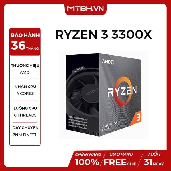 CPU AMD RYZEN 3 3300X (3.8GHz Boost 4.3GHz | 4 Cores / 8 Threads | 16MB Cache | PCIe 4.0) SOCKET AM4