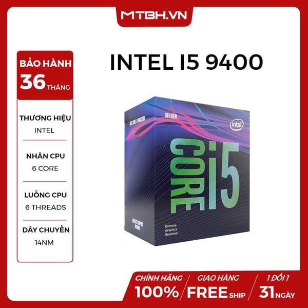 CPU CORE I5 9400 4.1Ghz (intel thế hệ 9) SK1151 NEW BOX CHÍNH HÃNG