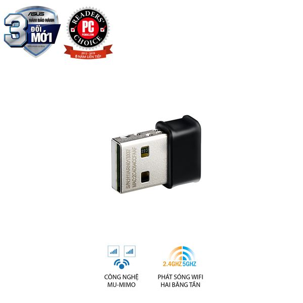 USB WIFI ASUS AC53 Chuẩn AC1200 thiết kế USB nhỏ gọn, 2 băng tần