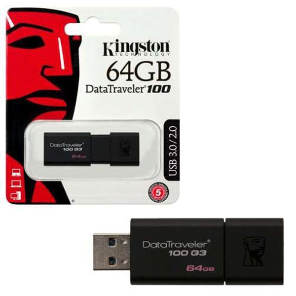 USB KINGSTON 64GB DATA TRAVELER DT 100 G3 USB 3.0(BH 5 NĂM 1 ĐỔI 1)