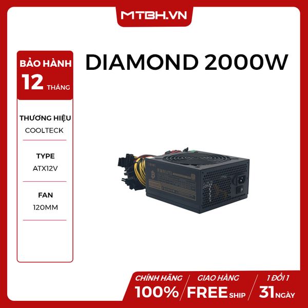 PSU COOLTECK BITCOIN DIAMOND 2000W 90 PLUS GOLD NEW BH 12TH