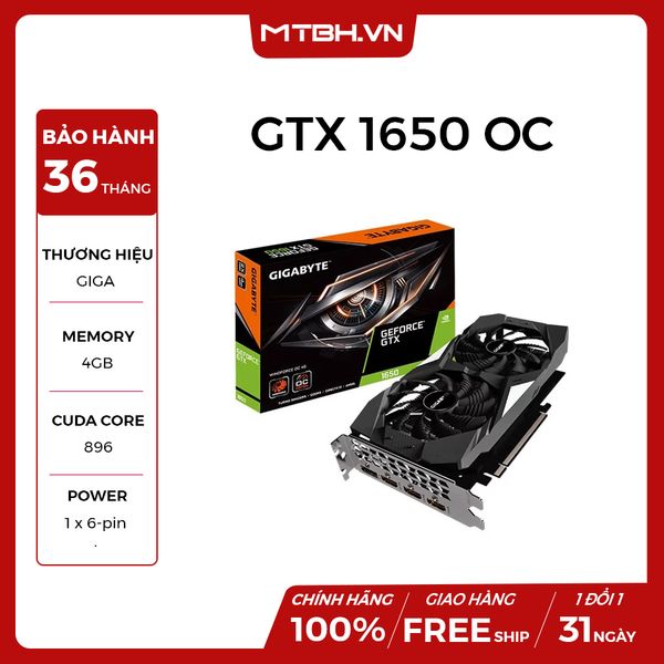 CARD MÀN HÌNH GIGABYTE GTX 1650 (N1650WF2OC-4GD)