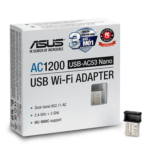 USB WIFI ASUS AC53 Chuẩn AC1200 thiết kế USB nhỏ gọn, 2 băng tần