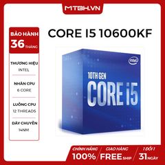 CPU INTEL CORE i5 10600KF (4.1GHz turbo 4.8GHz | 6 nhân | 12 luồng | 12MB Cache) 10TH NEW BOX CHÍNH HÃNG
