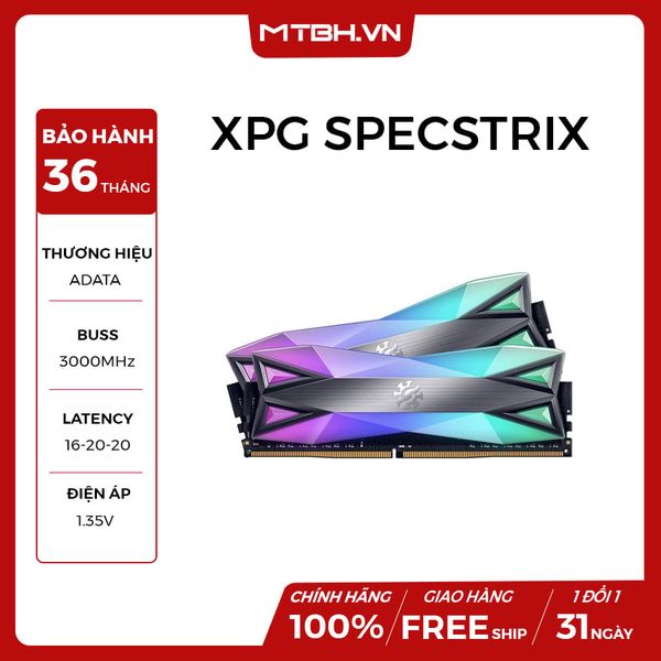 RAM DDR4 8GB ADATA XPG SPECTRIX D60G RGB 3000Mhz NEW