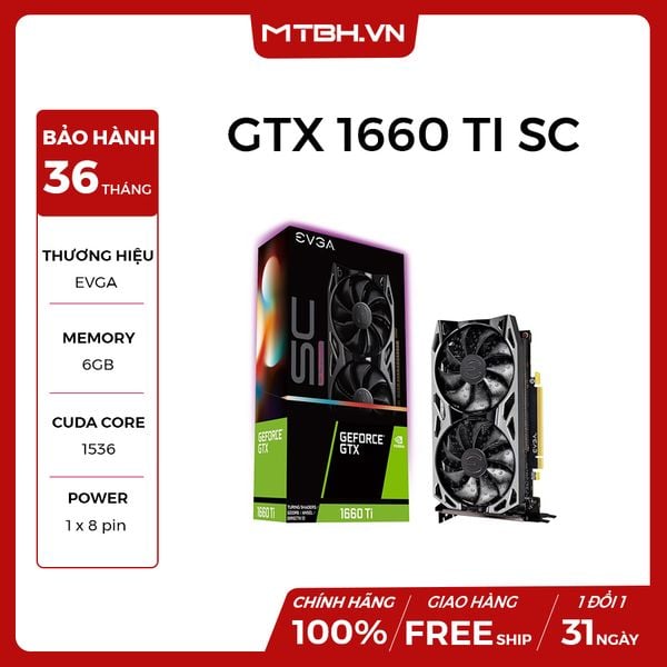 VGA EVGA GTX 1660 TI 6GB SC ULTRA GAMING NEW ( 3 FAN )