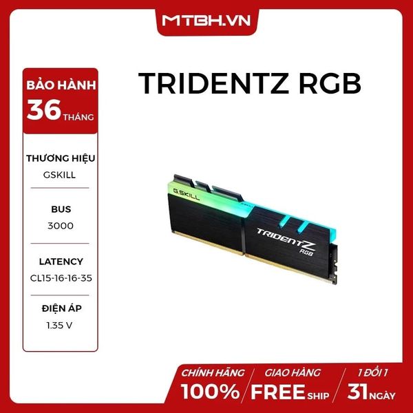 RAM DDR4 32GB GSKILL TRIDENTZ RGB 3000Mhz (F4-3000C16D-16GTZR) NEW (16*2)