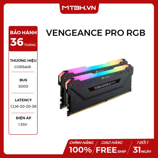 RAM DDR4 16GB CORSAIR VENGEANCE PRO RGB BUSS 3000Mhz (2*8G)